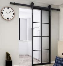 Glass Color Sculpture Barn Door Hanger Rail Pushing Ramen Aluminum Alloy Kitchen Plaid Toilet Door Waterproof Bathroom Door moving door