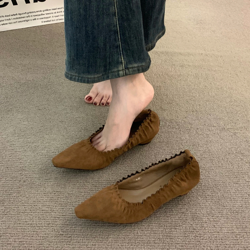 Sheepskin Version~2026 Autumn French-Style Elegant Work Commute Women's Slip-On Niche Pointed-Toe Woven Genuine Leather Shoes