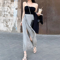 Split high waist thin fashion skirt Womens summer medium-long fashion sexy wild bag hip one-step long dress