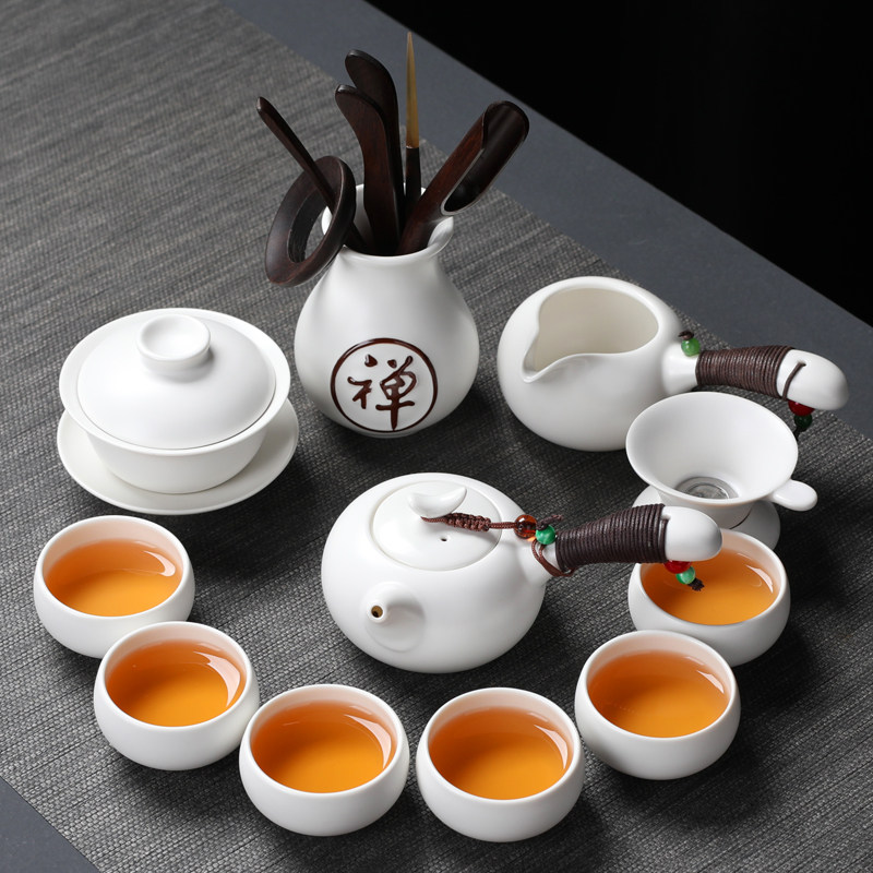 White Porcelain Tea Tea Set Ceramic Utilita Tea Tray Tea Tray Full Set Cover Bowl Teapot Tea Cup Home Brief Tea Maker-Taobao
