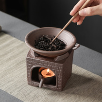 Household coarse pottery antique kung fu tea set warm tea set warm tea stove alcohol warm tea roasting tea stove heating constant temperature tea set accessories
