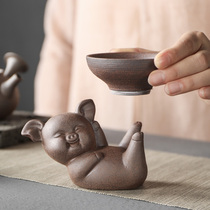 Japanese-style rough pottery kung fu tea set spare parts tea pet ornaments filter household tea leak tea residue filter
