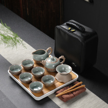 Gokao Kungfu Tea Set Small Set Home Japanese Simple Ceramic Teapot Tea Cup Set Tea Plate Complete Travel Tea Set