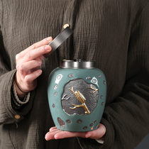 Jiyugo kiln ceramic tea cans household moisture-proof sealed cans Puer large tea cans kung fu tea set tea ceremony accessories