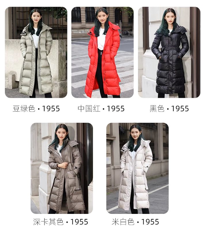 Áo khoác nữ dáng lửng mid-over qua đầu gối 2019 kiểu dáng mới cực hot hot trắng xuống thời trang Hàn Quốc áo khoác mỏng và mỏng mùa đông - Xuống áo khoác