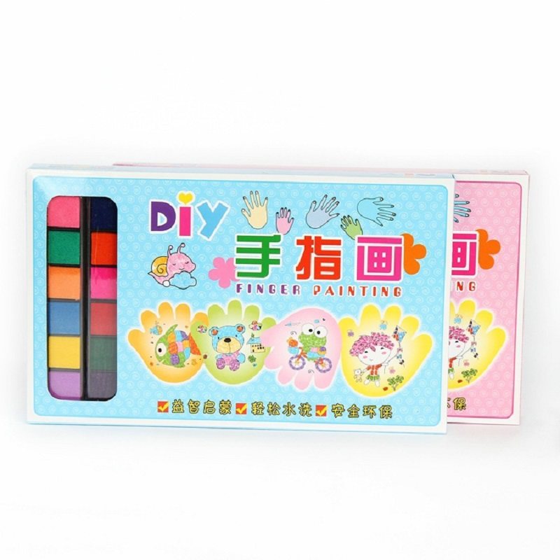 Child Hand Finger Painting Paint Innocuous Washable Nursery School Handmade DIY Make Painted Paper Picture Album Suit