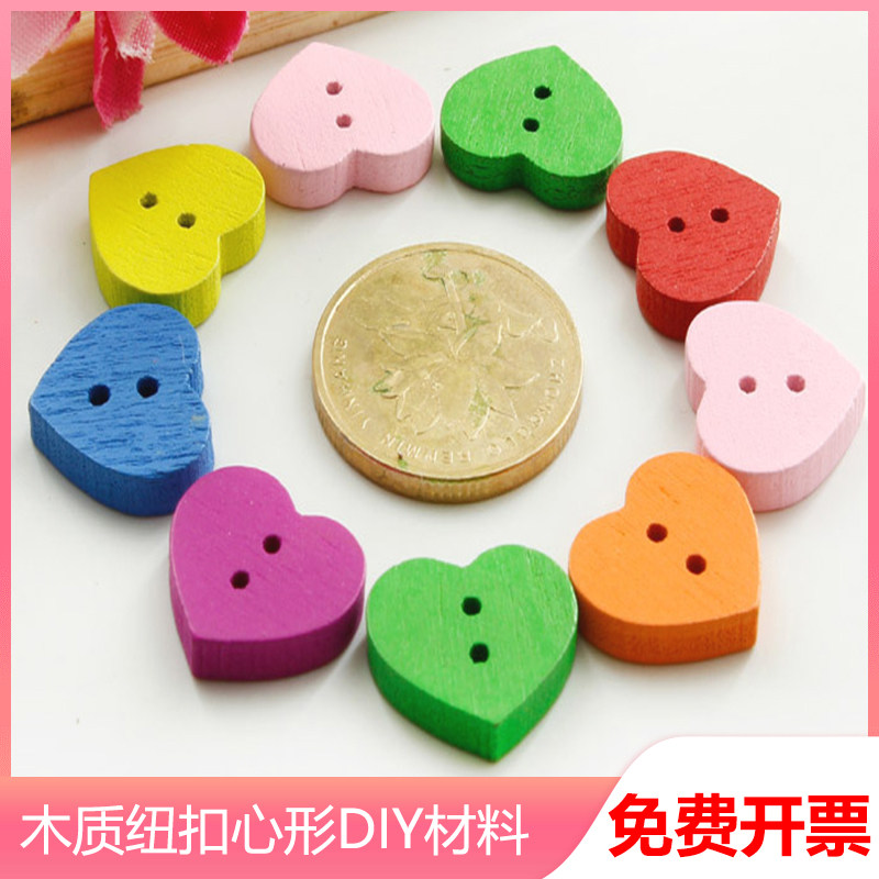 Children Woody Buttons LOVE HEART-SHAPED DECORATIVE MATERIAL NURSERY AREA CORNER ARRANGEMENT BEAUTY WORK AREA REGIONAL MATERIAL PLACEMENT