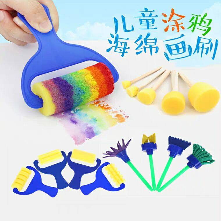 Sponge brush Brush roller roller Roller Kindergarten painting pigment extension printing Children's diy early education teaching tools