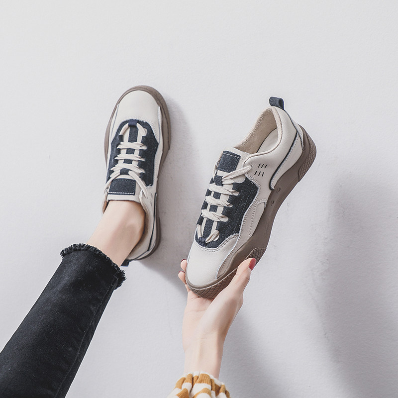 A D Hepburn youth to reduce age in seconds ~ fashion all-match all-match popular thick bottom leather casual XIE tide