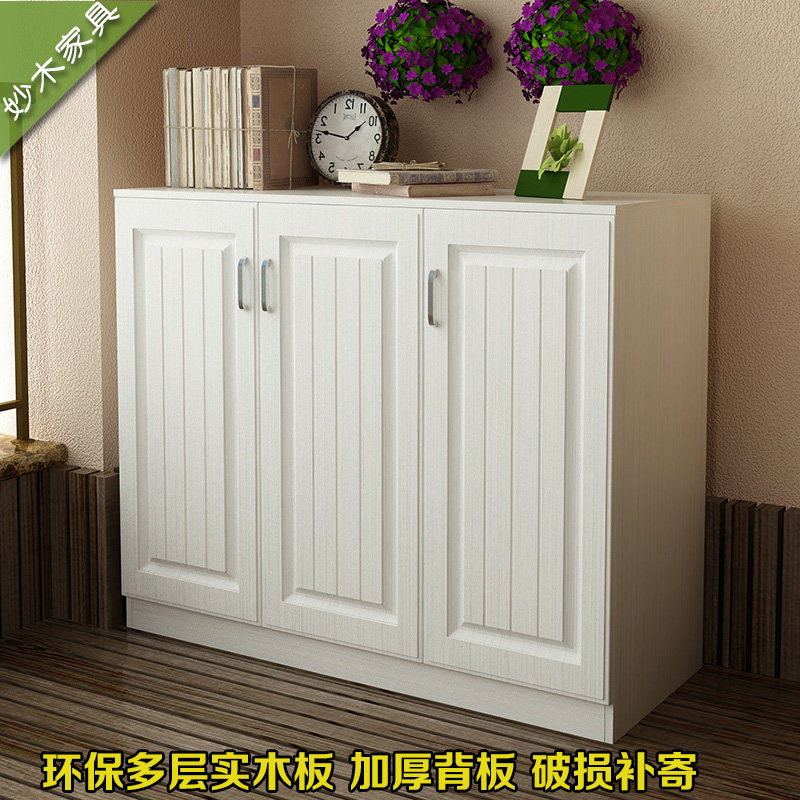 European multi-layer solid wood shoe cabinet Foyer balcony storage cabinet Entrance cabinet Household large capacity multi-function shoe rack custom