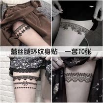 Leg ring lace tattoo sticker thigh waterproof durable simulation big pattern female sexy bow Korean flower simulation paper