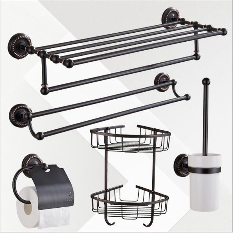Hair Towel Rack Free Of Punch American Brass Black Bath Towel Rack Retro Bathroom Suit Black Towel Rack Hardware Pendant