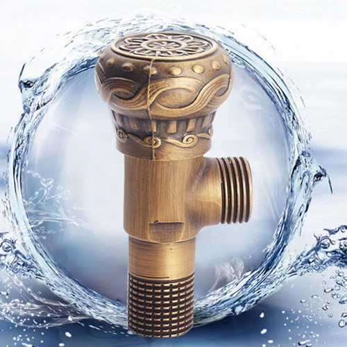 Copper hot and cold thickened angle valve European style antique full copper hot and cold water toilet valve water stop valve universal triangular valve