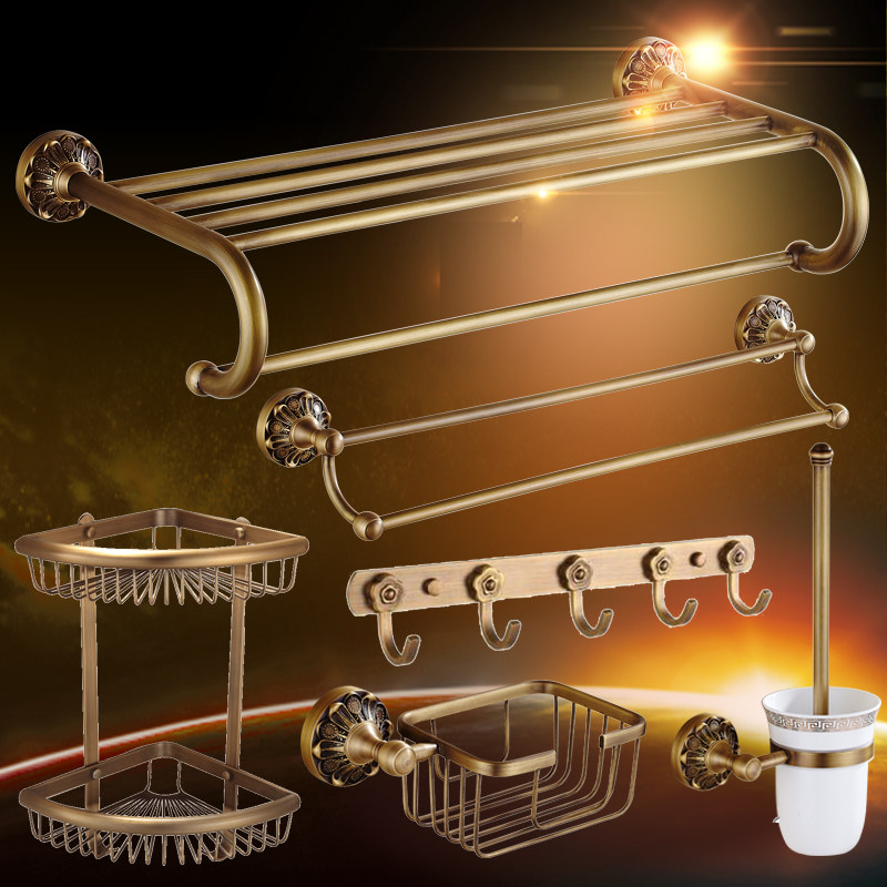 Copper Antique Towel Rack Bathroom Towel Rack American Bathroom Hardware Pendant Powder Room Rack Hook Set