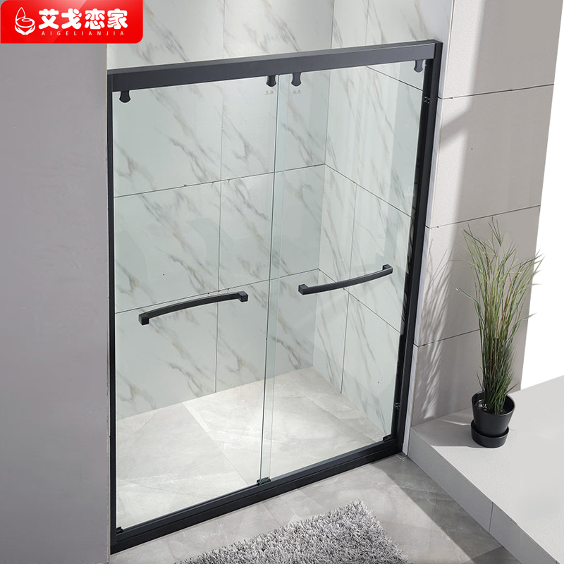 Double sliding door shower room partition dry and wet separation bathroom package installation household stainless steel screen powder room sliding door