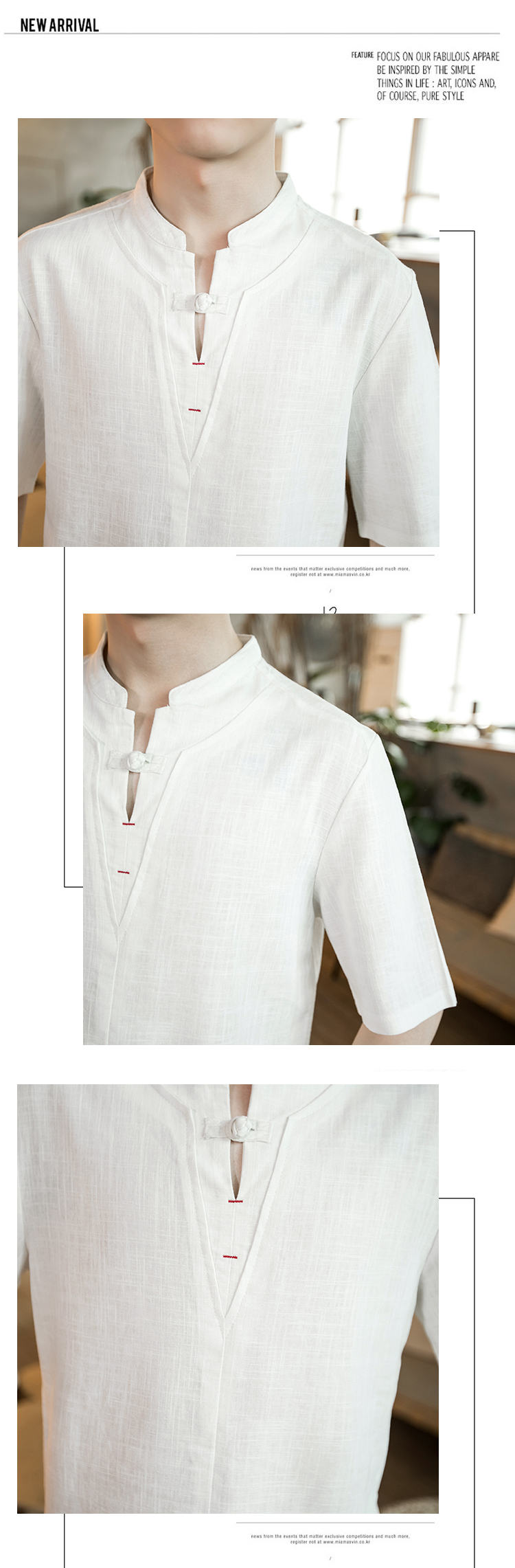 Phong cách trung quốc Tang phù hợp với tấm Hanfu khóa linen t-shirt nam mùa hè Trung Quốc cotton ngắn tay thanh niên nằm trang phục dân tộc