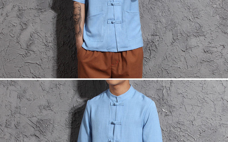 Bộ đồ Trung Quốc Tang Hanfu Kiểu Trung Quốc áo thun nam mỏng mùa hè Trang phục dân tộc retro trẻ trung cotton tay áo ngắn đồ bộ mặc nhà