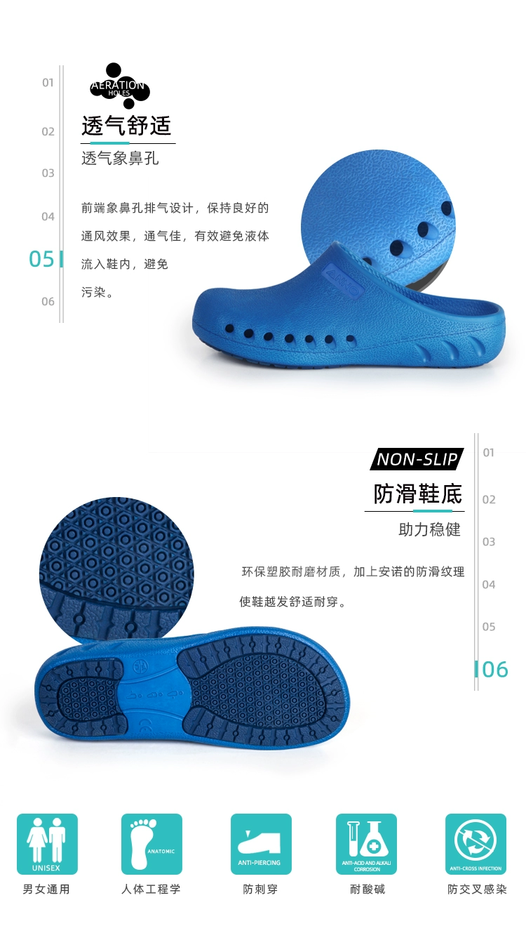 ANNO work shoes, surgical shoes, non-slip, waterproof, wear-resistant, puncture-resistant, acid and alkali-proof, medical nurse slippers blue