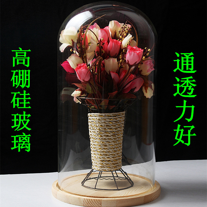 Bán chạy nhất trong suốt kính lớn Qixi Lễ hội vĩnh cửu hoa đường kính chống bụi 18 cm Trang trí sáng tạo trang trí bố trí phòng khách đẹp