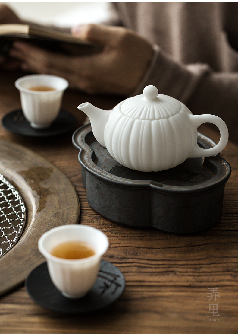 The Get | ceramic dehua white porcelain teapot kung fu tea set the teapot in household teapot manual single side put as the pot