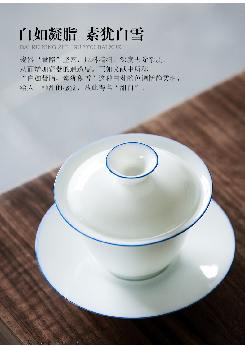 Get in dehua white porcelain tea set household contracted jade teapot teacup ceramic porcelain kung fu tea tureen of a complete set of