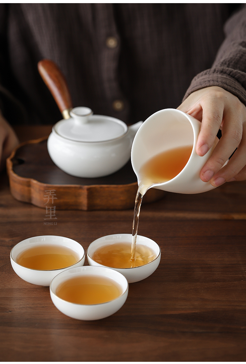 Travel lane | in dehua white porcelain tea set kung fu tea set contracted portable home side put the pot of tea custom log