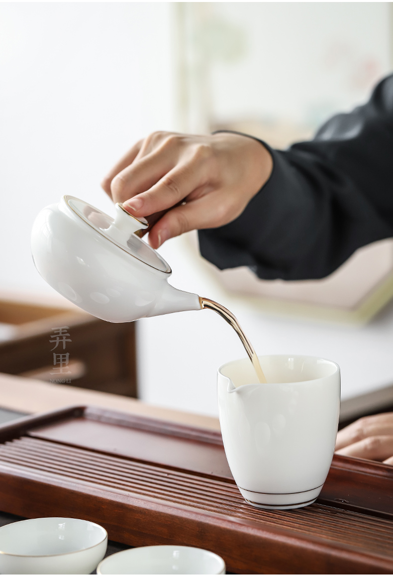 Lane in | contracted sitting room tea tray means kung fu tea set suit white porcelain zen Chinese style household ceramics with hand gift box