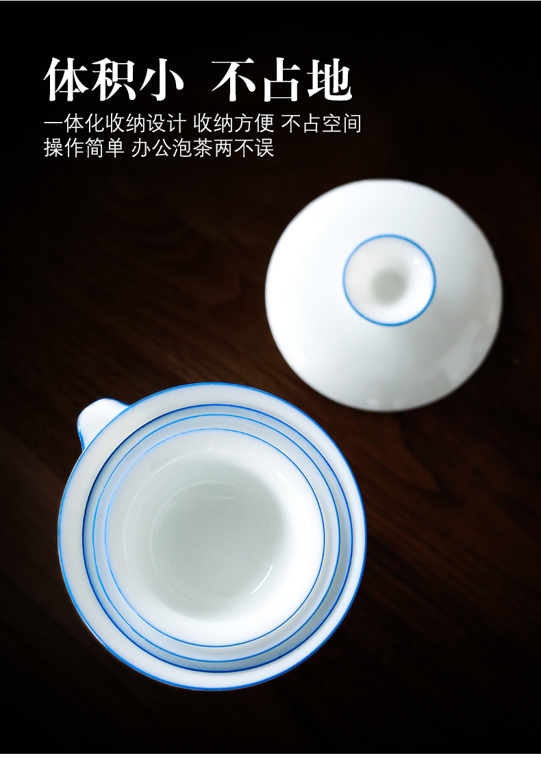 Tureen travel to crack a pot of three han white porcelain tea set kung fu suit portable package outdoors travel home