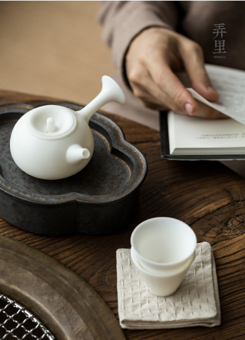 The Get | ceramic dehua white porcelain teapot kung fu tea set the teapot in household teapot manual single side put as the pot