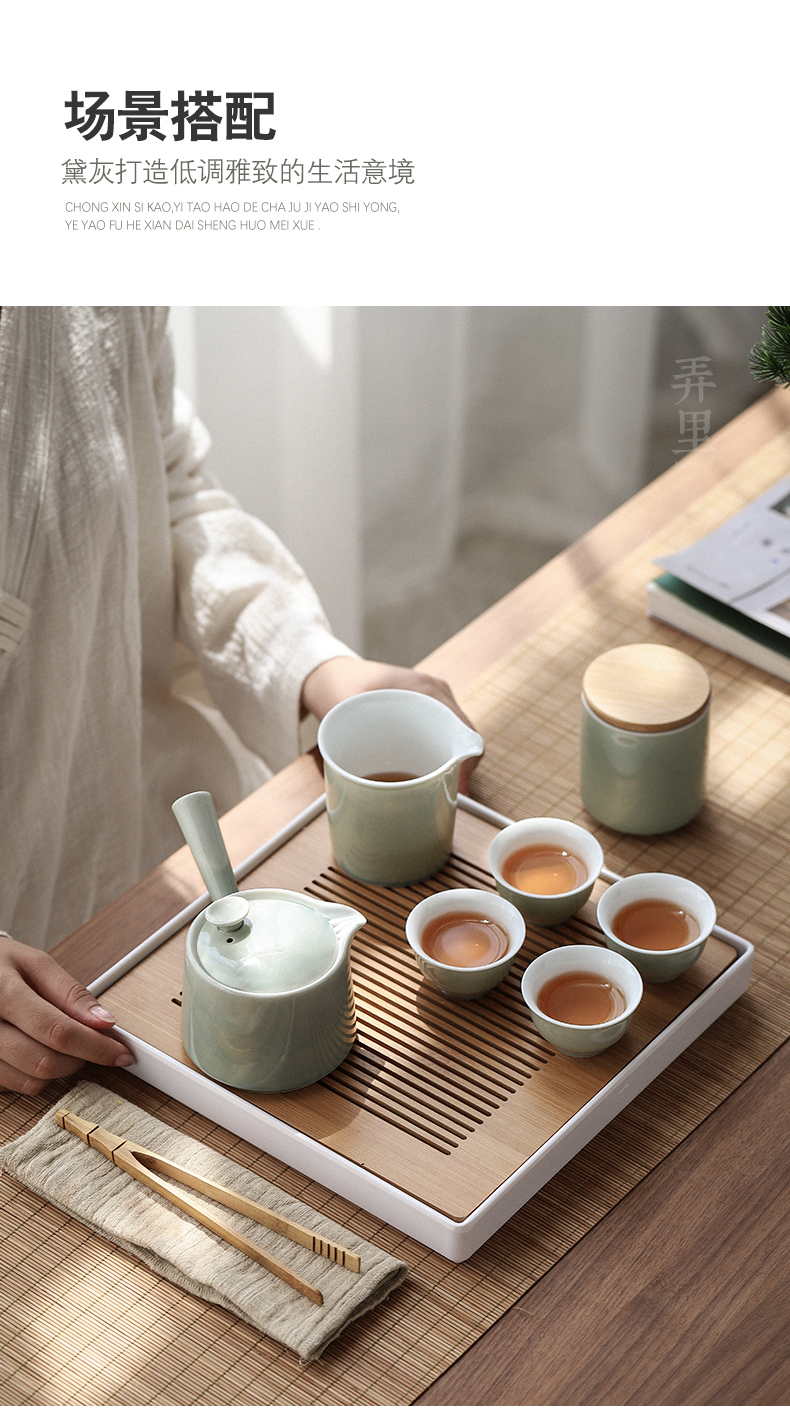 | its ehrs grey porcelain side put the pot of Japanese contracted kung fu tea set of jingdezhen ceramic teapot single pot by hand