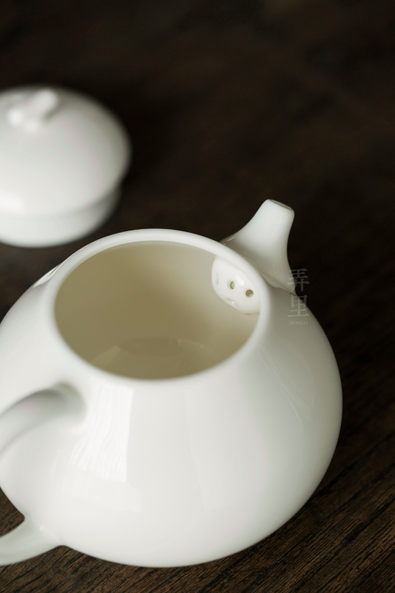 The Get | in dehua white porcelain ceramic kung fu xi shi teapot trumpet single pot of household of Chinese style of the filter with tea