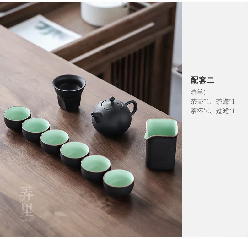 The Get | kung fu tea set of black suit in the household contracted ceramic tea sea ltd. tureen teapot box office