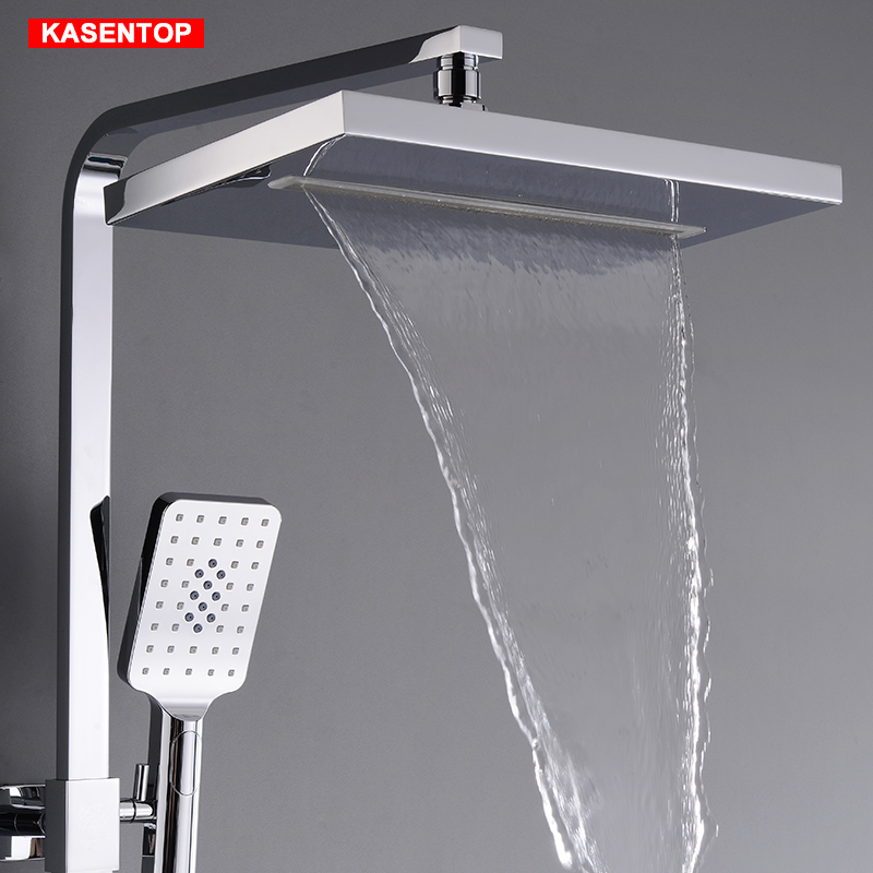 Kasentop Copper Single Waterfall Overhead Shower Head, Anti-Scale and Anti-Clogging Nozzle, Suitable for Home, Hotel, and Public Places