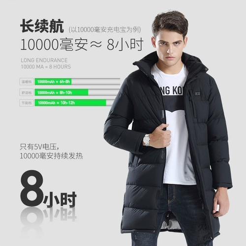 Длинный электронный зимний пуховик с пухом, увеличенная толщина, средней длины