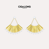 CIGALONG original design ayunga star with Oriental folding fan earrings female fashion unique lady earrings