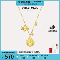 CIGA LONG Wang Linkai star wearing necklace female original design Sterling silver gold plated pendant temperament clavicle chain