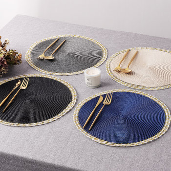 Gold-edged woven placemat american anti-scalding model room light luxury