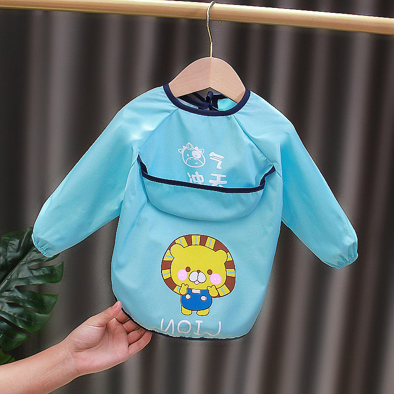 Summer thin eating waterproof and dirty baby overalls eating bibs children bibs wear baby bibs long sleeve protective clothing