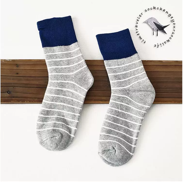 6 đôi tất nam ấm cotton cotton Nhật Bản sọc dày khăn terry vớ thể thao vớ nam ấm