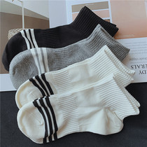 4 pairs of mens short tube socks Japanese ins Wind stripes sports socks cotton sweat absorption breathable boat socks white socks men