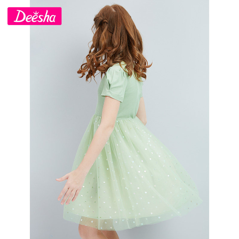 Desha girls dress 2021 summer new girls in foreign style fashion mesh cotton princess dress tide