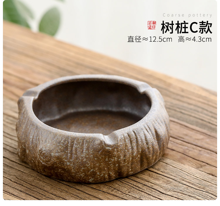 Zhuo royal porcelain ceramic creative ashtray coarse pottery ashtray home sitting room office retro move ashtrays