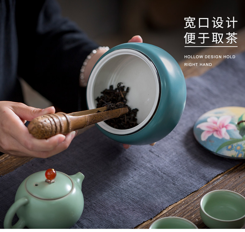 Zhuo imperial Chinese wind restoring ancient ways receives half jins of tea can save seal round a large household caddy fixings ceramics