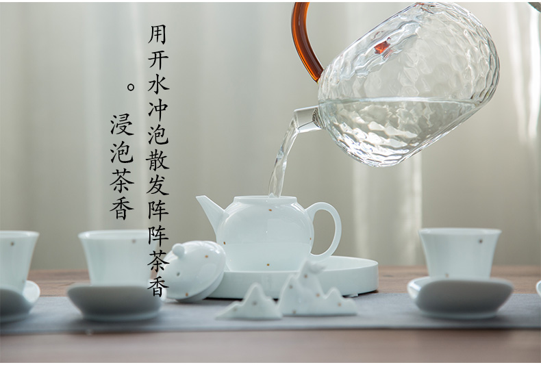 Zhuo royal kung fu tea set ceramic cup teapot tea cup mat ground tea accessories office home sitting room