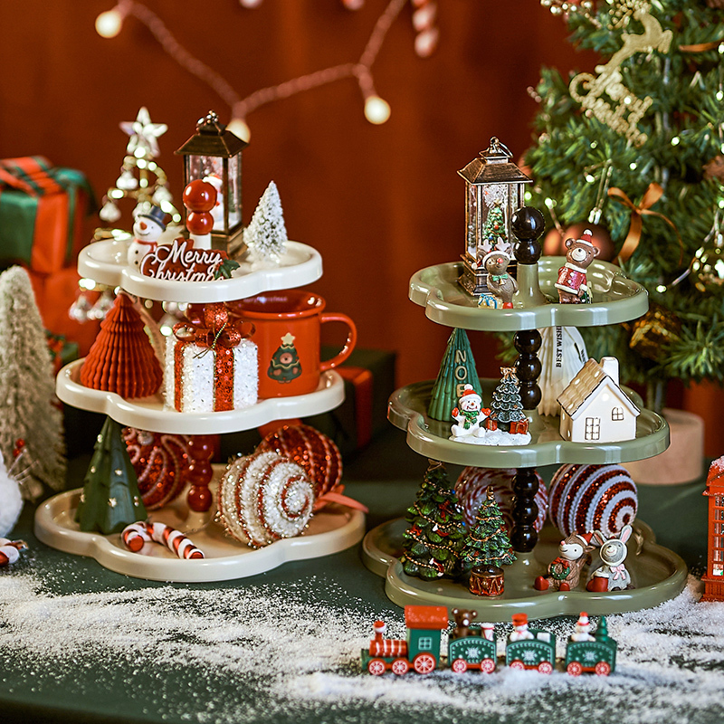 Christmas Holiday Storage Rack, Retro Style Multi-Layer Cake, Snack, Fruit Plate, Multi-Layer Dessert Display Rack, Snack Tray