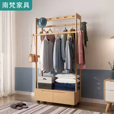 Solid wood coat rack floor bedroom small hanger storage cabinet simple living room storage home Nordic clothes shelf