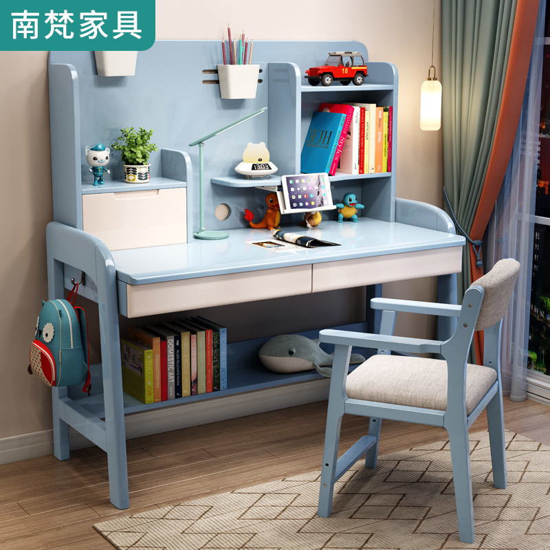 Children study table Liftable Solid Wood Desk Elementary School Students Home Desk Girl Brief Modern Bedroom Desk