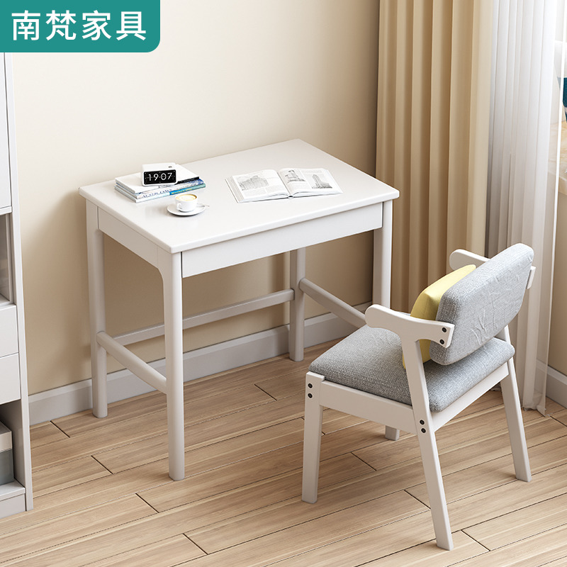 Full solid wood small desk home student desk 60 70 80CM white small family type narrow table bedroom computer desk