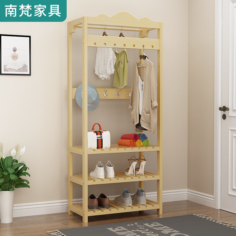 Hanger Floor Landing Brief Modern Bedroom Solid Wood Easy Set Hang Clothes Rack Walnuts Color Clothes Hat Rack North Europe