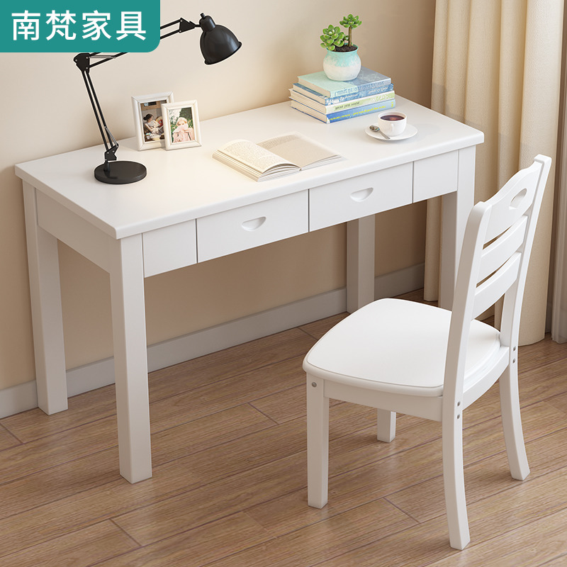 Solid wood Chinese desk simple modern small apartment office white desk home laptop desk